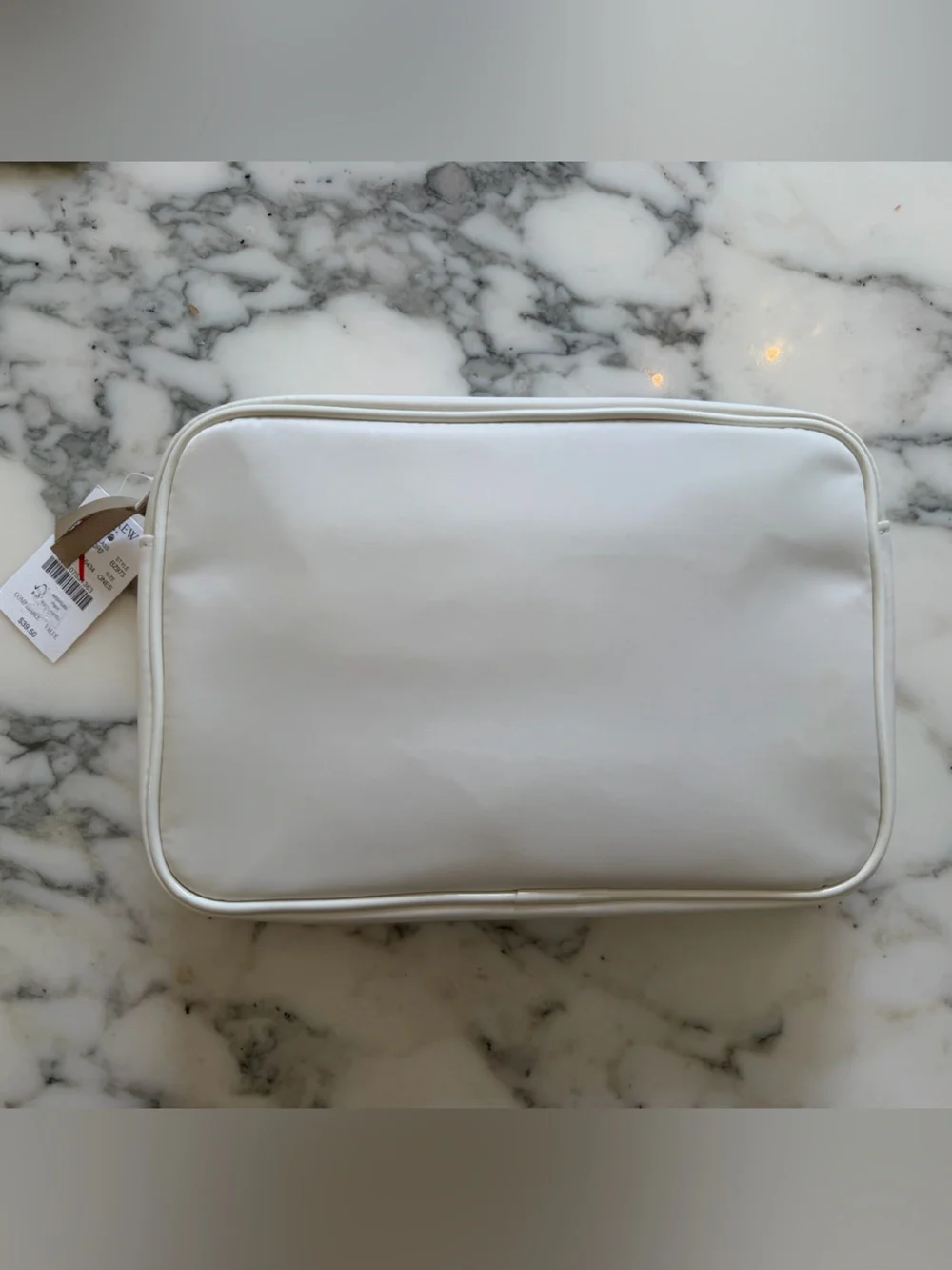 NWT J.Crew Factory Large Ivory Customizable Travel Cosmetic Toiletry Pouch Bag